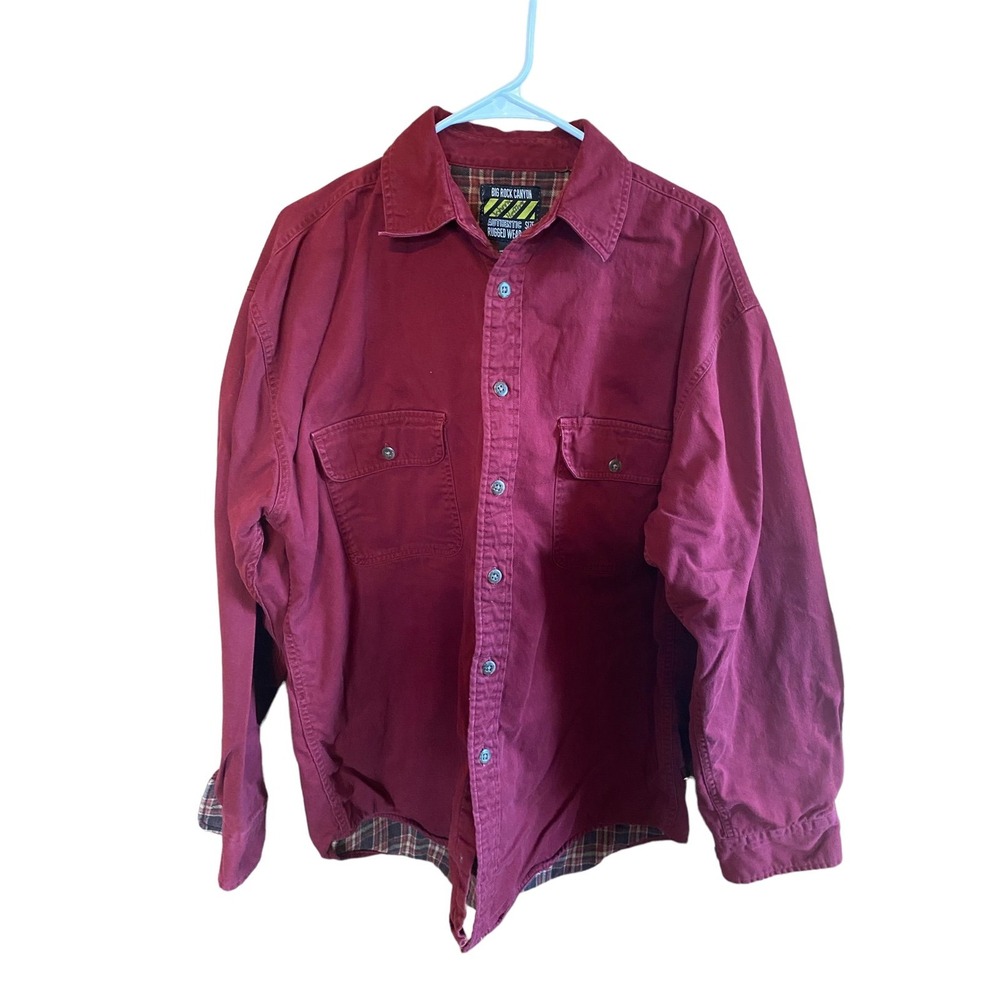 Big Rock Canyon Men's Authentic Rugged Burgundy Shirt w/flannel lining-Size Med‎